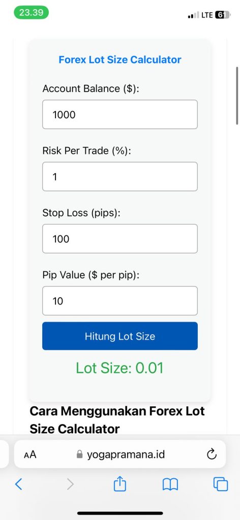 Lot Size Calculator Forex Gold